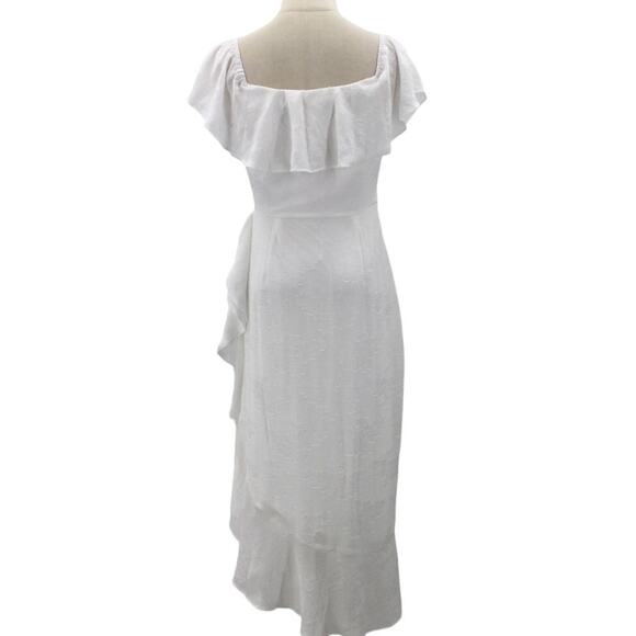 LULU'S SZ S Pretty Perfect White Burnout Floral Off-the-Shoulder Midi Dress B43 - Picture 3 of 8